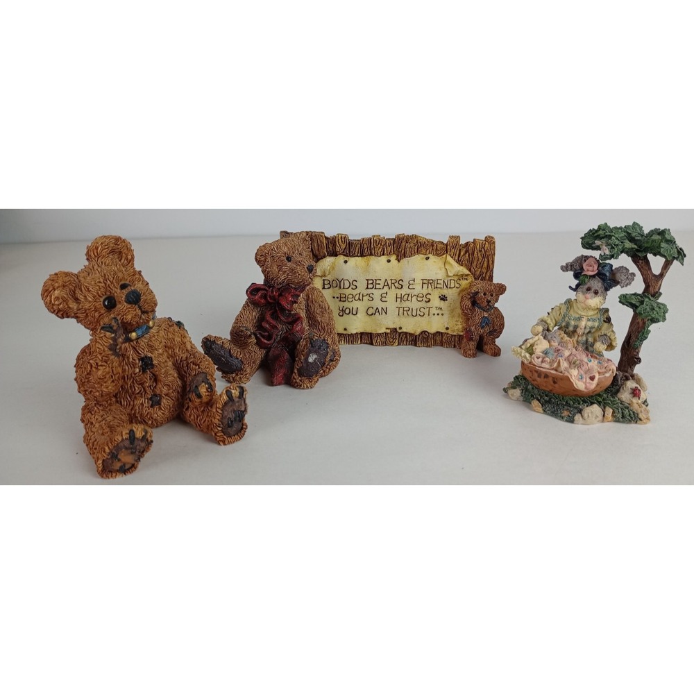 Boyds Bears Lot of 3 Figurines Simple Bear McHopple Hares You Can Trust
